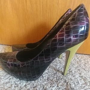 Purple and green pumps